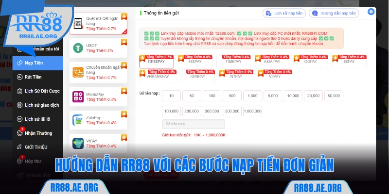 Hướng Dẫn RR88 Từ A - Z Trải Nghiệm Trực Tuyến An Toàn 6 Hướng dẫn RR88 với các bước nạp tiền đơn giản