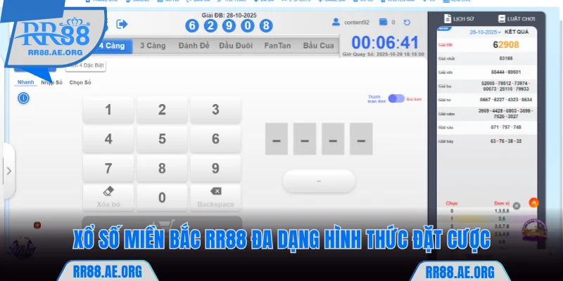 Xổ số miền Bắc RR88 đa dạng hình thức đặt cược